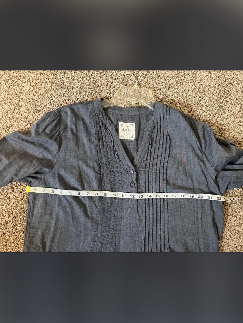Style & Co. Indigo Blue Embroidered Peasant Tunic - Picture 5 of 10